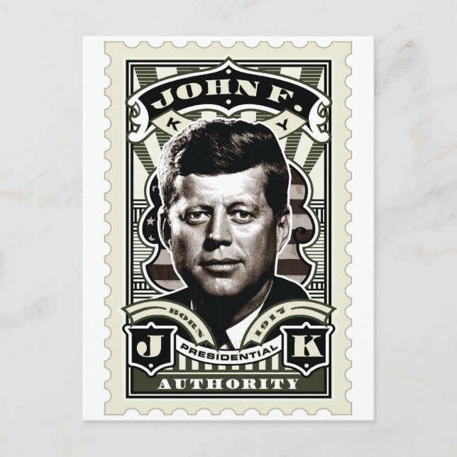 John F. Kennedy Vintage Frimärks Konst Vykort (Framsida)
