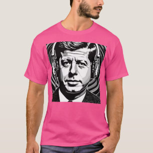 John F Kennedy Wearing Headphone T Shirt