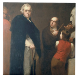 John Flaxman (1755-1826) som modellerar hans byst Kakelplatta