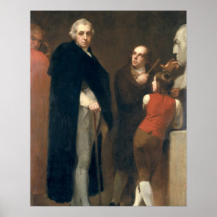 John Flaxman (1755-1826) som modellerar hans byst Poster