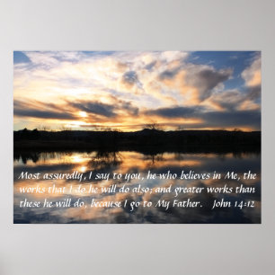 John för uppmuntran för soluppgångbibelverse 14:12 poster