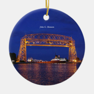 John G Munson & Aerial Hiss Bridge Julgransprydnad Keramik