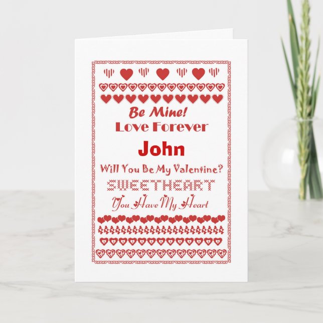 John Glad Alla hjärtans dag Hearts Hearts Hearts Helgkort (Framsida)