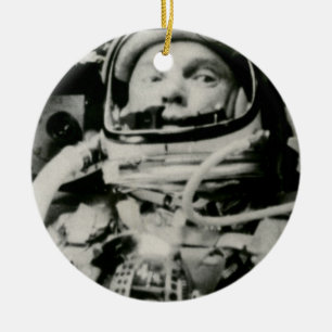 John Glenn & Firendship 7 - se båda sidor Julgransprydnad Keramik