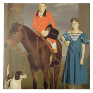 John Gubbins Newton och hans syster Mary, 1832-33 Kakelplatta