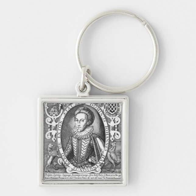 John Harington, 2nd Baron Harington av Exton Fyrkantig Silverfärgad Nyckelring (Framsidan)