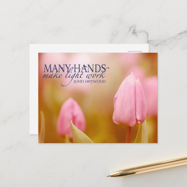 John Heywood Inspirational Quote "Teamwork" Vykort (Fram/Back In Situ)