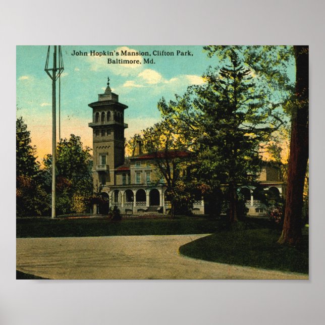 John Hopkins Mansion, Baltimore, Maryland Vintage Poster (Framsidan)