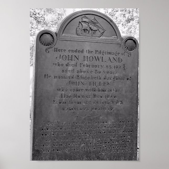 John Howland, Mayblommopassagerare Poster (Framsidan)