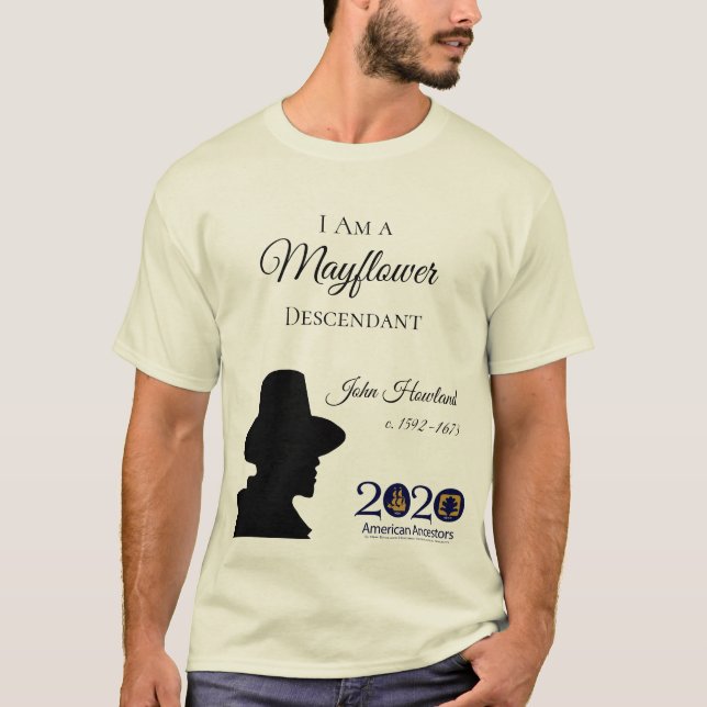 John Howland Mayflower härstamma manar T-tröja T Shirt (Framsida)
