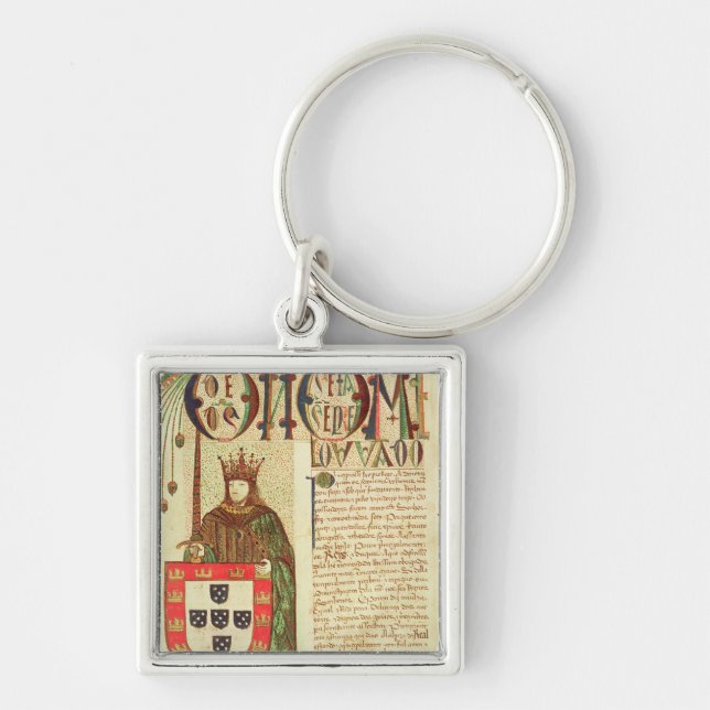 John II kung av Portugal Fyrkantig Silverfärgad Nyckelring (Framsidan)