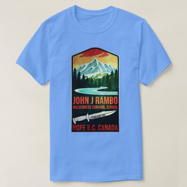 John J Rambo Wilderness Survival School T Shirt (Design framsida)