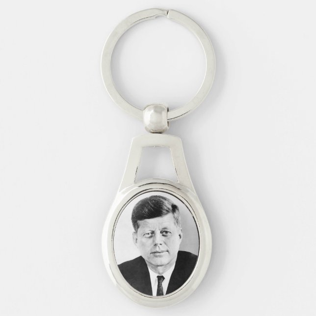 John Jack Kennedy US Presidents White House Ovalt Silverfärgad Nyckelring (Framsidan)