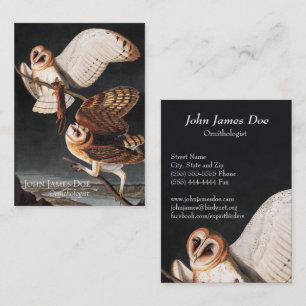 John James Audubon Barn Uggla Affärskort Visitkort