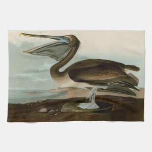 John James Audubon Brown Pelican Artwork Painting Kökshandduk