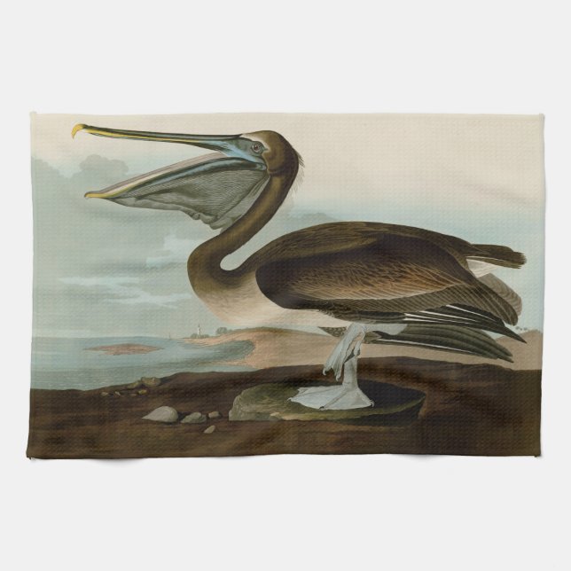 John James Audubon Brown Pelican Artwork Painting Kökshandduk (Horisontell)