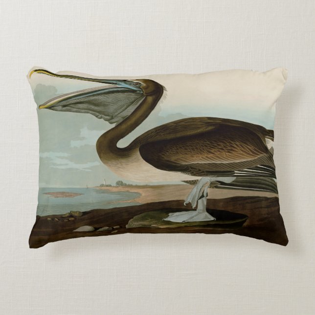 John James Audubon Brown Pelican Artwork Painting Prydnadskudde (Framsidan)