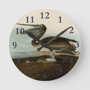 John James Audubon Brown Pelican Artwork Painting Rund Klocka