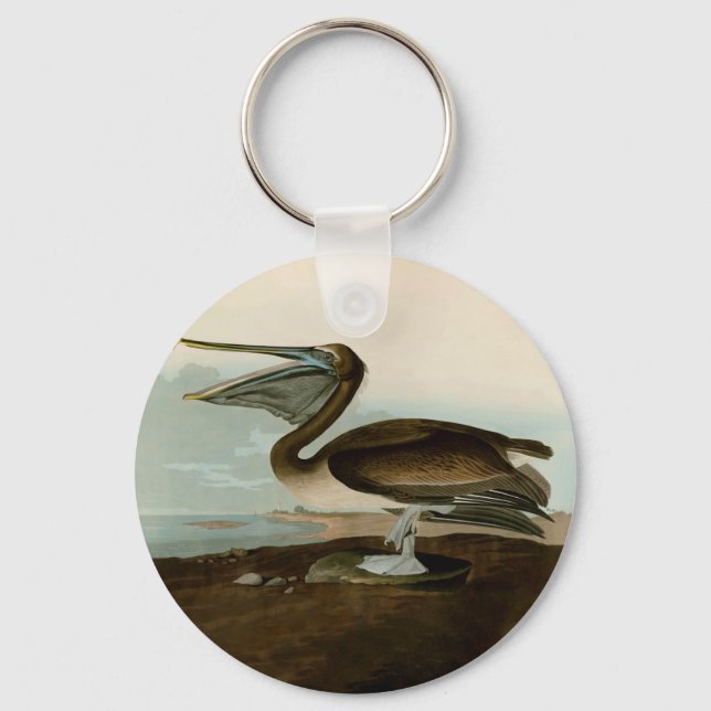 John James Audubon Brun Pelikan Konst Konstverk Nyckelring (Framsida)