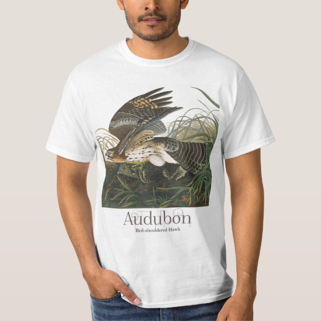 John James Audubon, rödaxad Hawk T Shirt (Framsida)