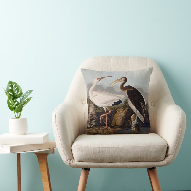 John James Audubon Vit Ibis Fågeltryck Klassiker Kudde (Stol)