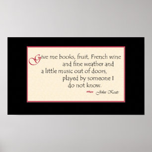 John Keats bok-citattecken poster