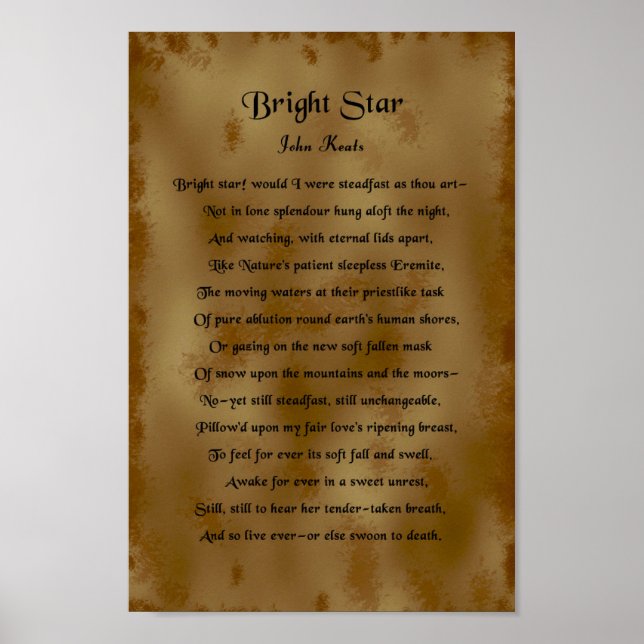 John Keats, Bright Star Poster (Framsidan)