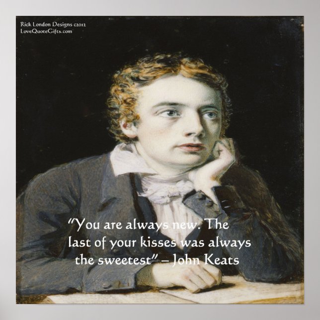 John Keats "Färska Kyssar" Kärlekskvot Poster (Framsidan)