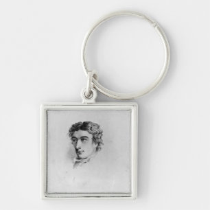John Keats Fyrkantig Silverfärgad Nyckelring
