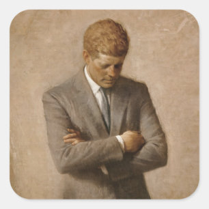 John Kennedy US President White House Porträtt Fyrkantigt Klistermärke