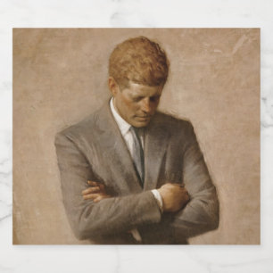 John Kennedy US President White House Porträtt Ölflaska Etikett