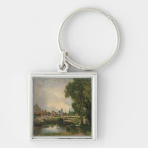 John konstapel Dedham låser och mal, 1820 Fyrkantig Silverfärgad Nyckelring
