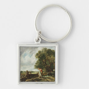 John konstapel låsa, 1824 fyrkantig silverfärgad nyckelring