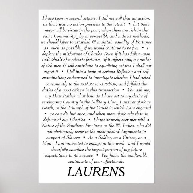 John Laurens Quotations Poster (Framsidan)