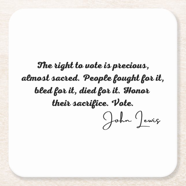 John Lewis, högerna att rösta är värdefull, BLM Underlägg Papper Kvadrat (Framsidan)