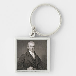 John Marshall (1755-1835) som inristas av Fyrkantig Silverfärgad Nyckelring