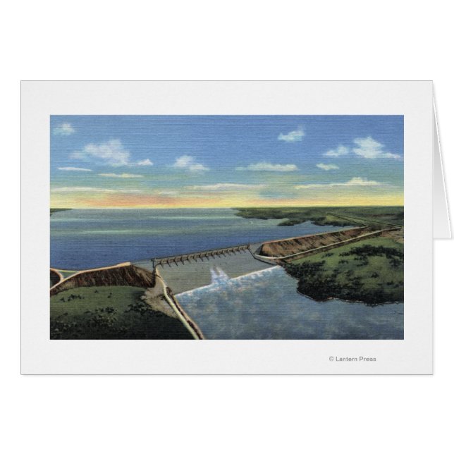 John Martin (Caddoa) Dam över Arkansasfloden Hälsningskort (Framsidan Horizontal)