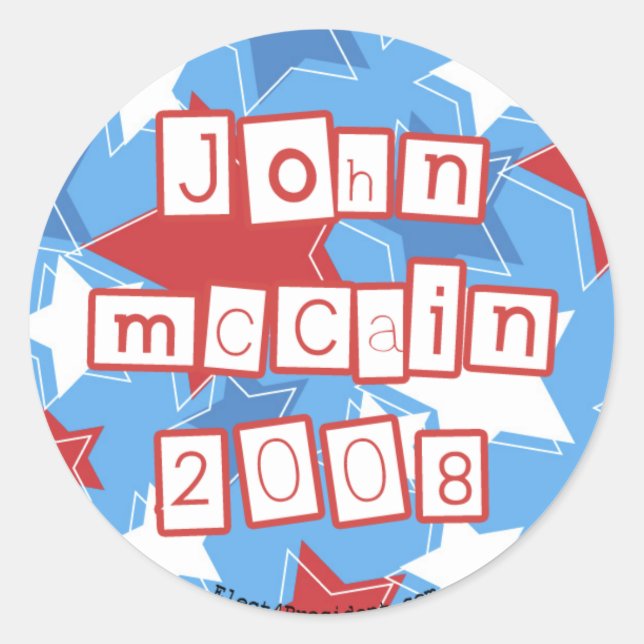 John Mccain Stickers Runt Klistermärke (Framsida)