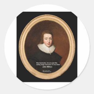 John Milton Kärlek & Choklad Citat Gåvor & Kort Runt Klistermärke