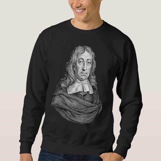 John Milton Porträtt Line Art Writer Lång Ärmad Tröja (Framsida)