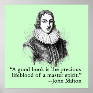 John Milton porträtt och citationsteckenaffisch Poster