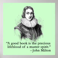 John Milton Porträtt och Quote Poster