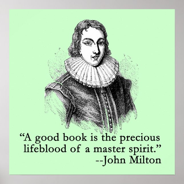 John Milton Porträtt och Quote Poster (Framsidan)