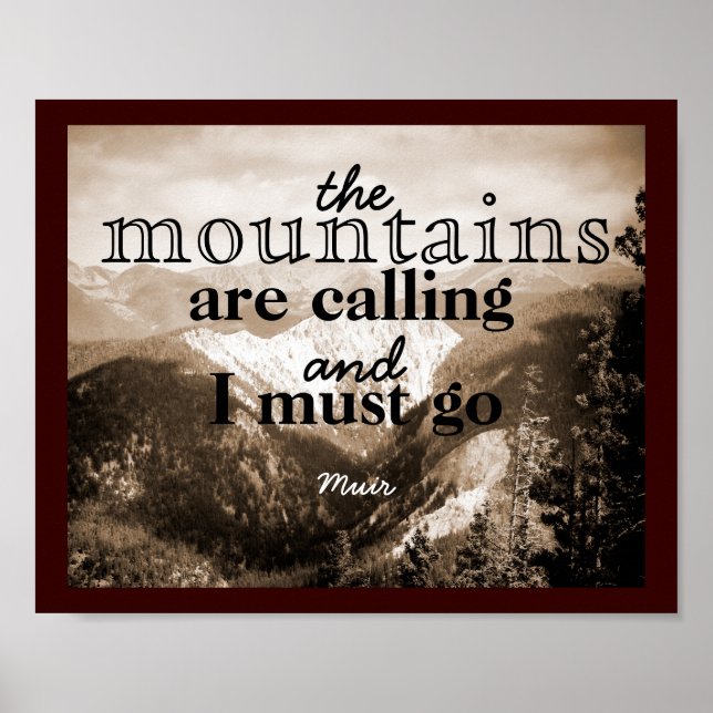 John Muir citerar poster bergskonsten Calling (Framsidan)