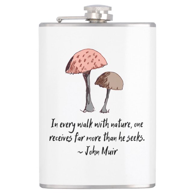 John Muir Quote Hand-Drawn Mushroom Forager Hiker Fickplunta (Framsidan)