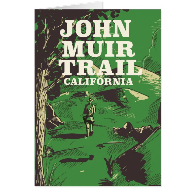 John Muir Trail California-reseaffisch. Hälsningskort (Framsidan)