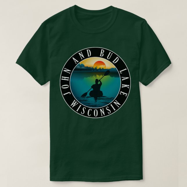 John och Bud Sjö Wisconsin Kayaking T Shirt (Design framsida)
