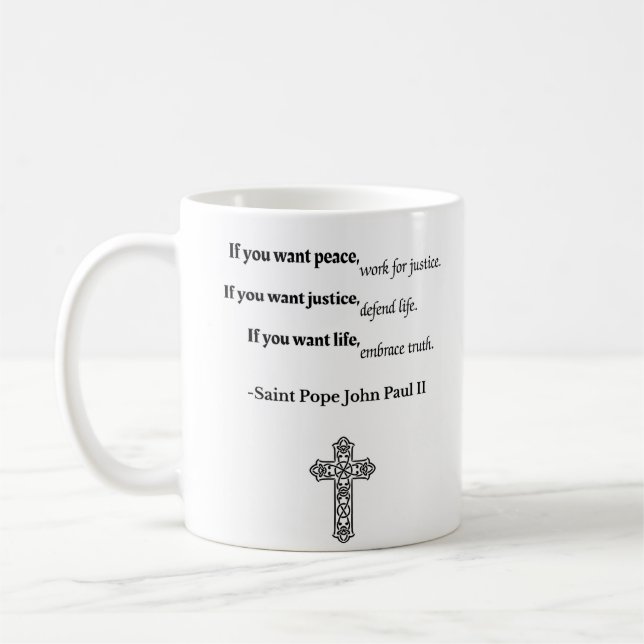 John Paul II citat Kaffemugg (Vänster)
