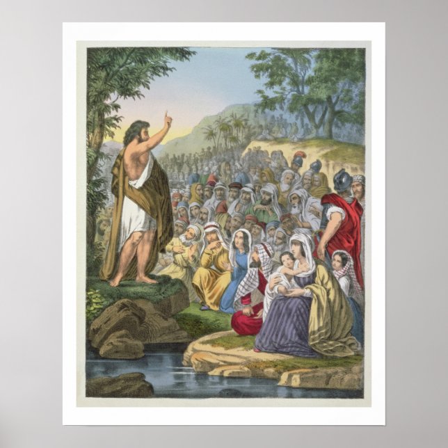 John Preaching in the Wilderness, från en bibel pr Poster (Framsidan)