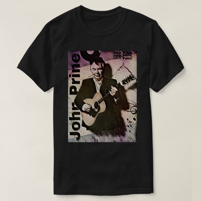 John Prine Guitar stil T Shirt (Design framsida)